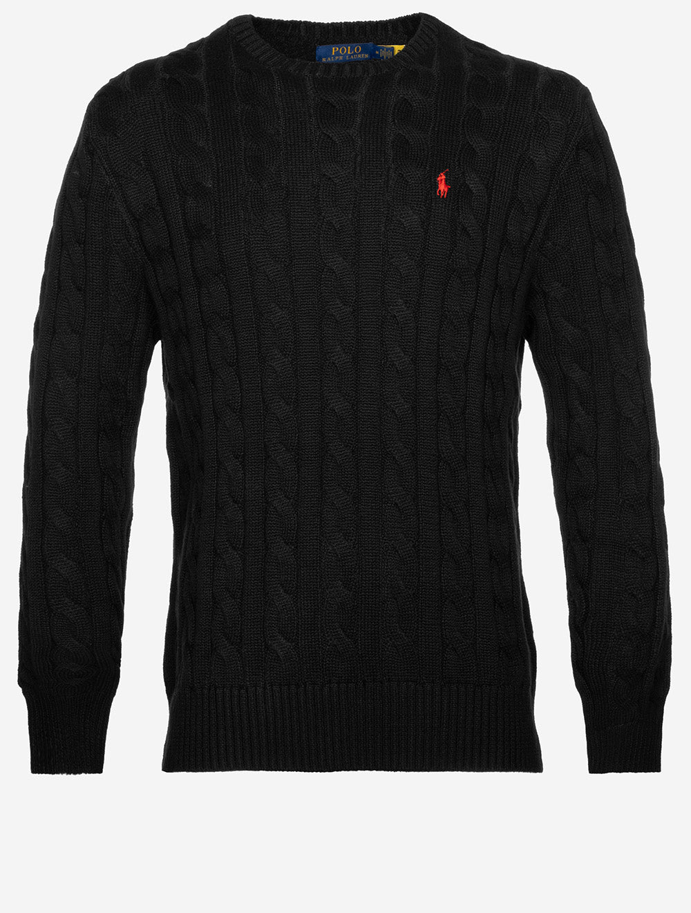 Cable Crew Neck Pullover Black