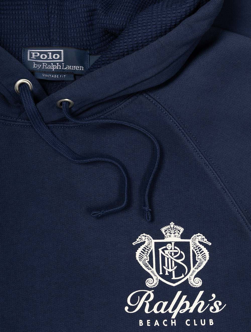 Vintage Fit Fleece Graphic Hoodie Blue