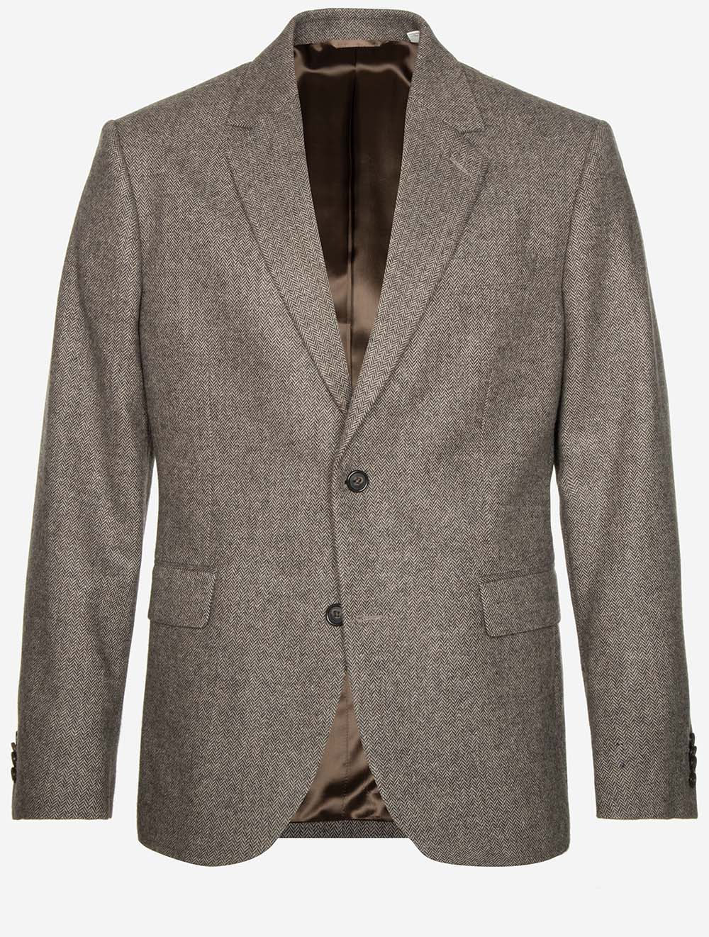 Flannel Herringbone Suit Jacket Deep Brown