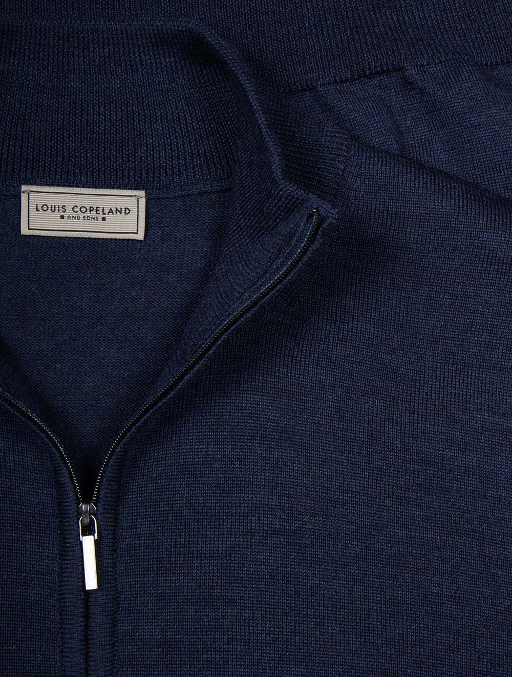 Merino Half Zip Mock Neck Blue