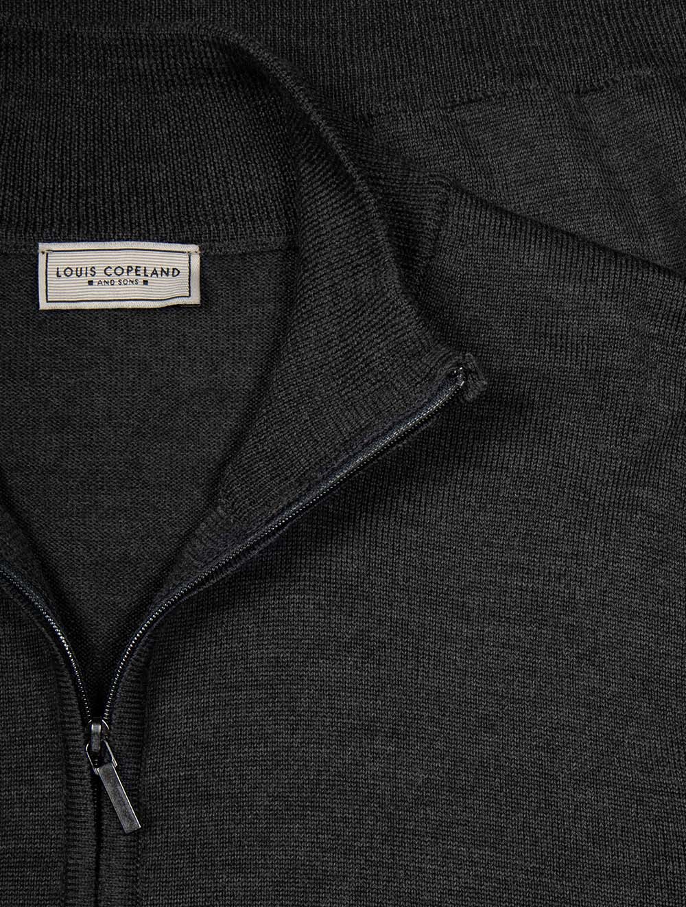 Merino Half Zip Mock Neck Dark Grey
