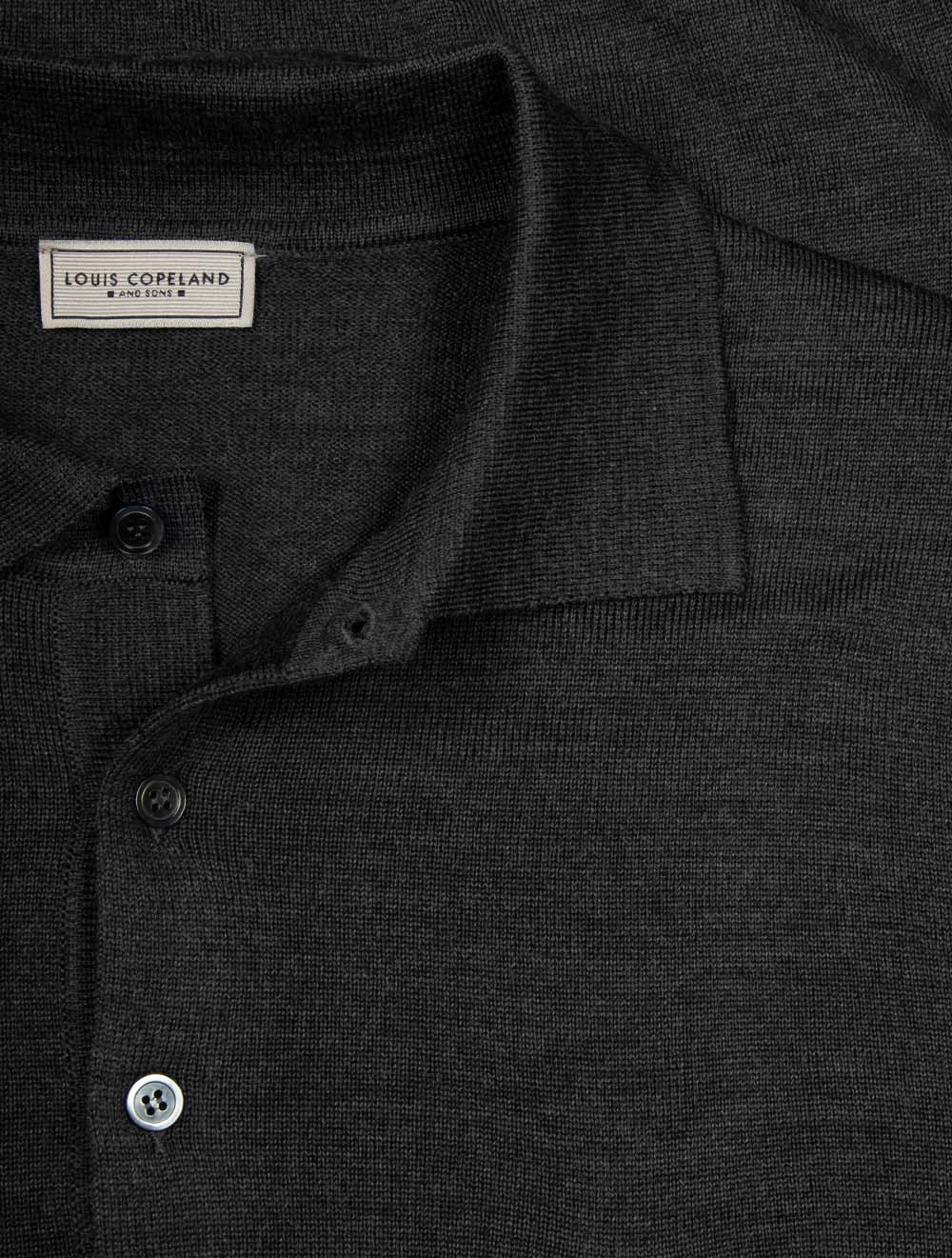 Merino Long Sleeve Polo Antracite