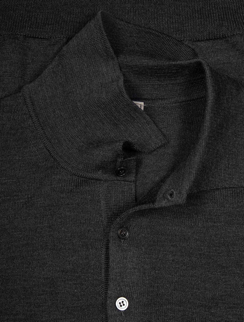 Merino Long Sleeve Polo Antracite
