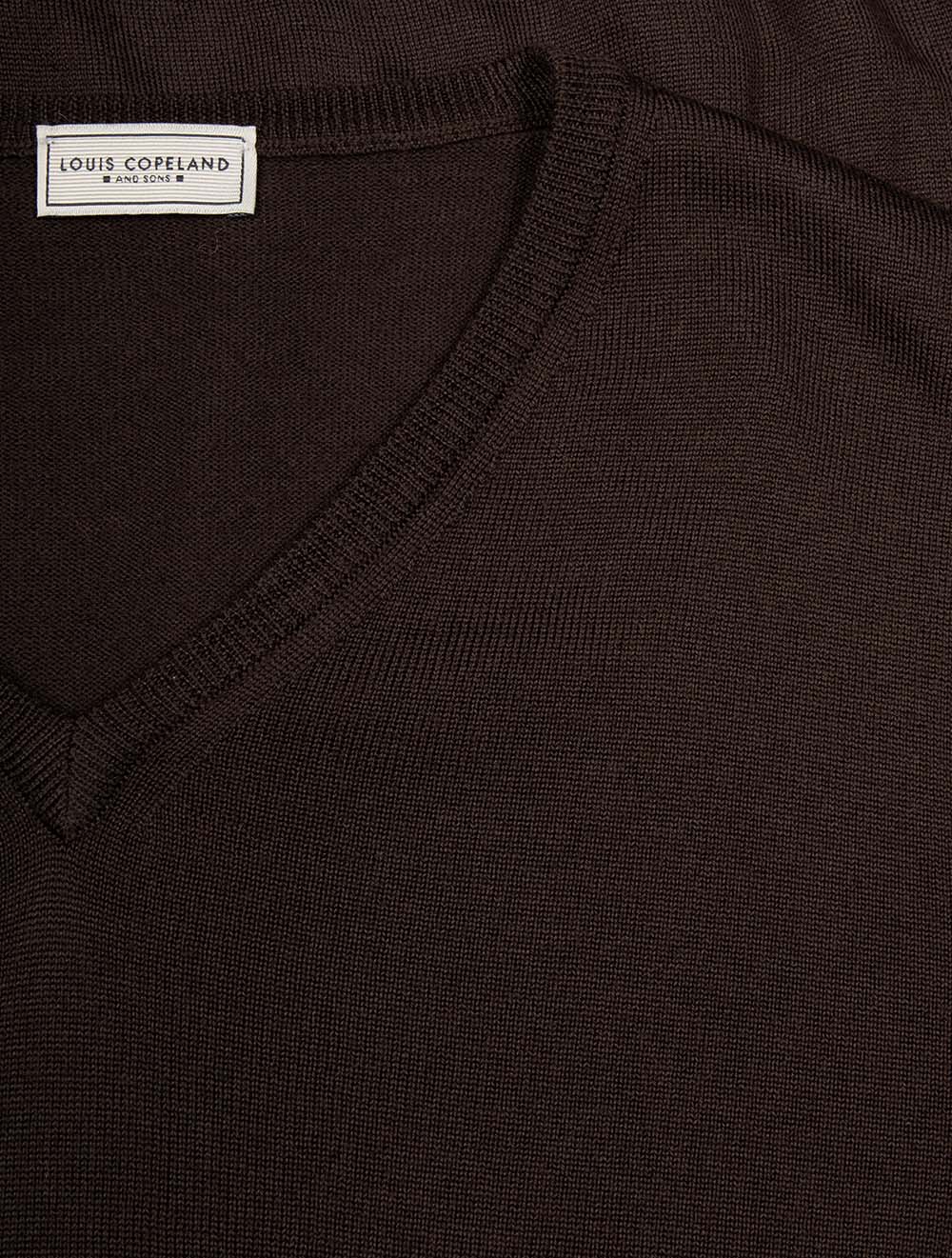 Merino Wool V Neck Dark Brown
