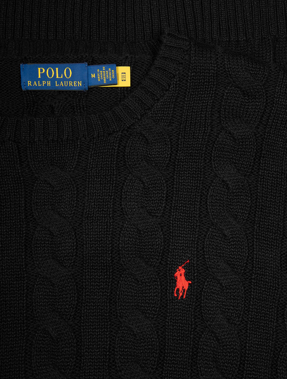 Cable Crew Neck Pullover Black