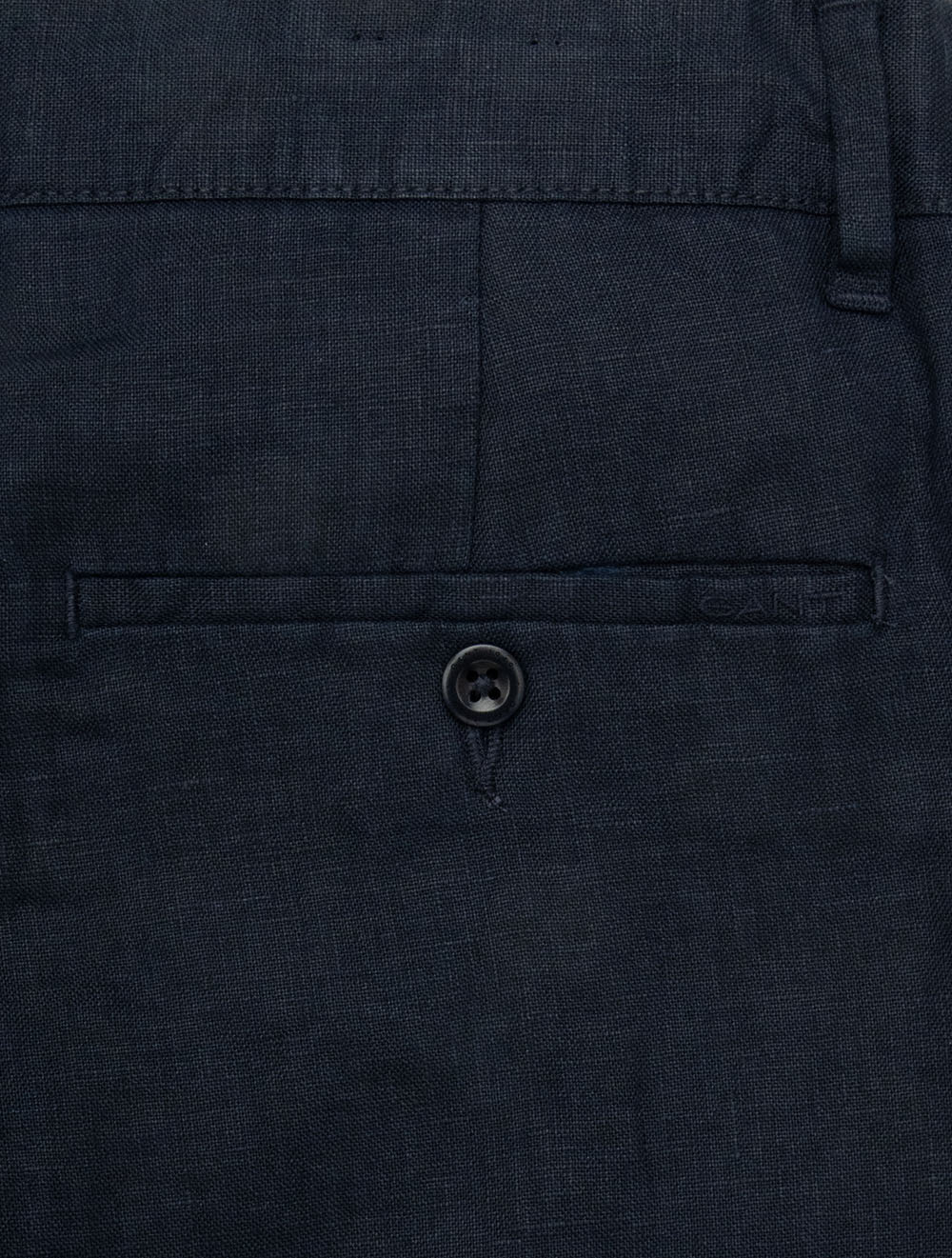 Regular Linen Drawstring Shorts Evening Blue