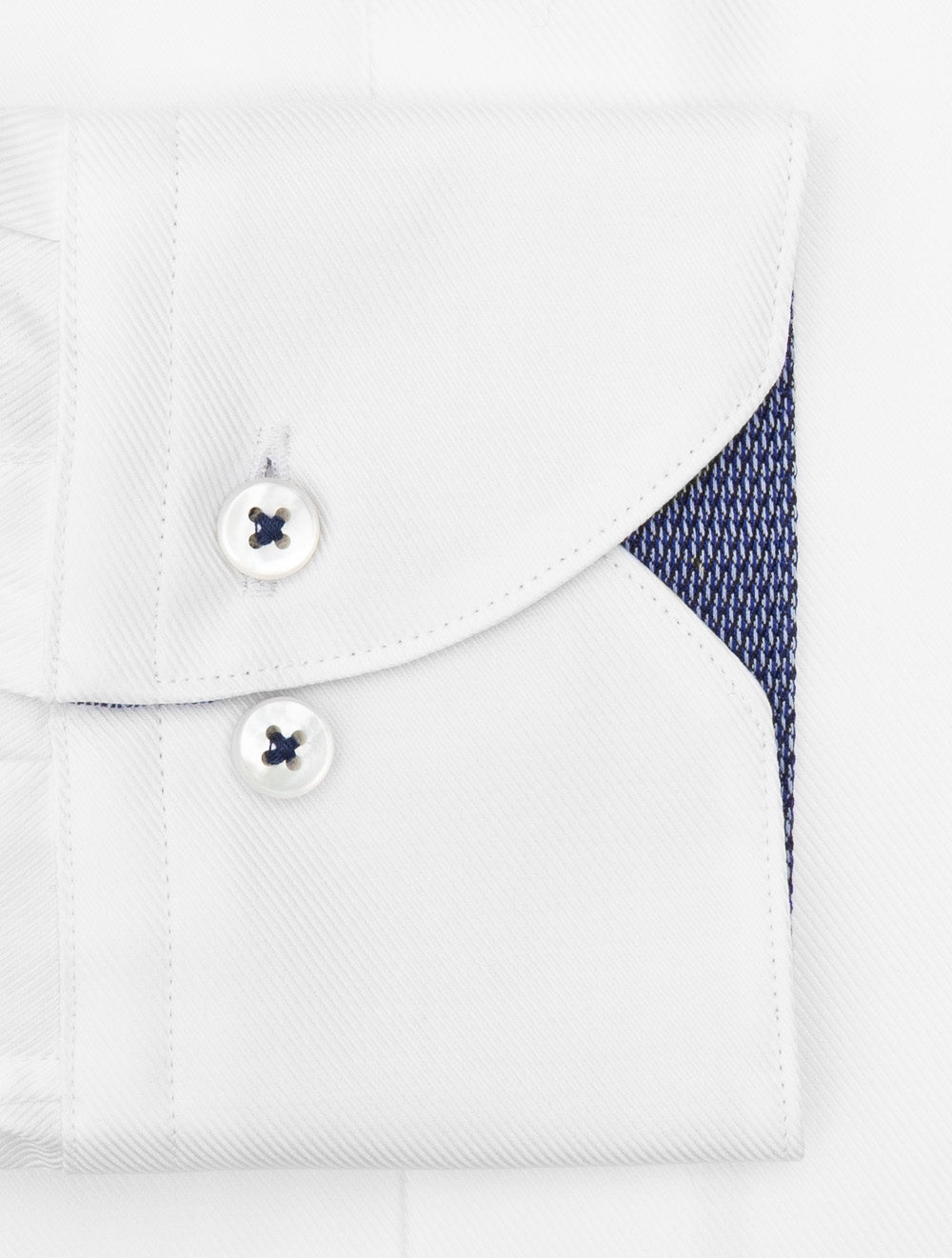 Contrast Inlay Twill Shirt White