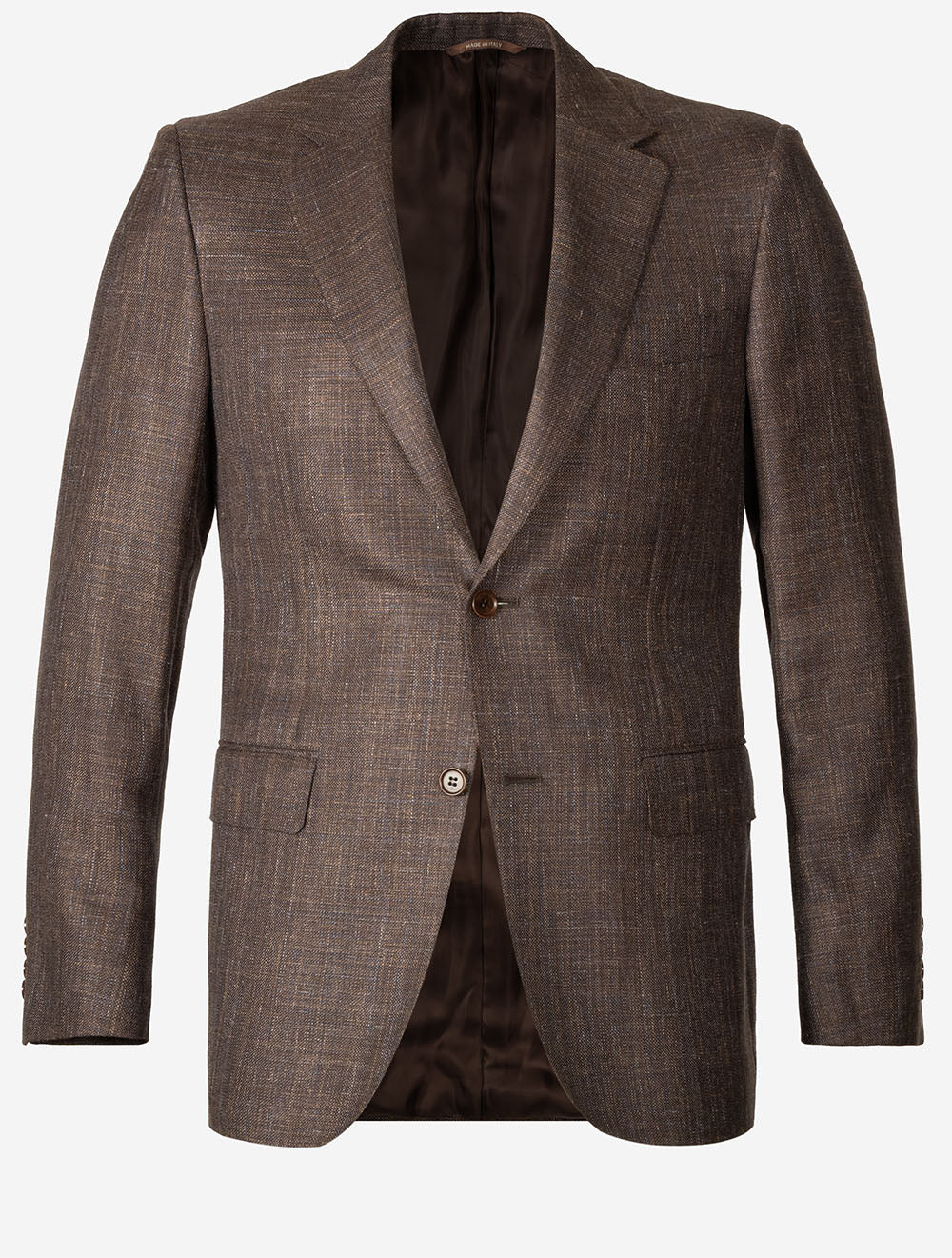 Wool Silk Linen Blend Jacket Brown