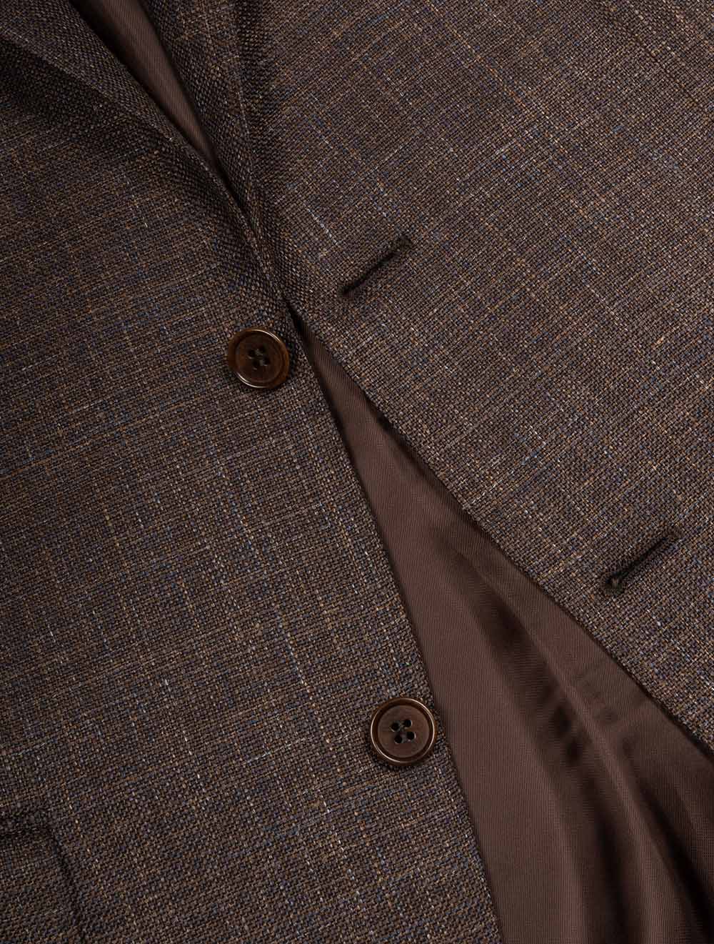 Wool Silk Linen Blend Jacket Brown