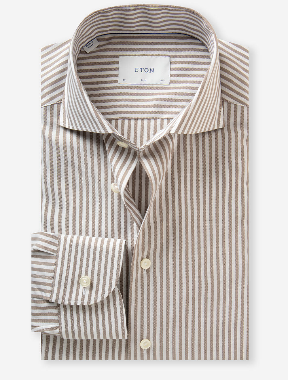 Slim Striped Oxford Shirt Brown