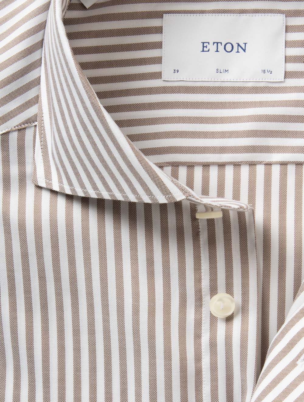 Slim Striped Oxford Shirt Brown