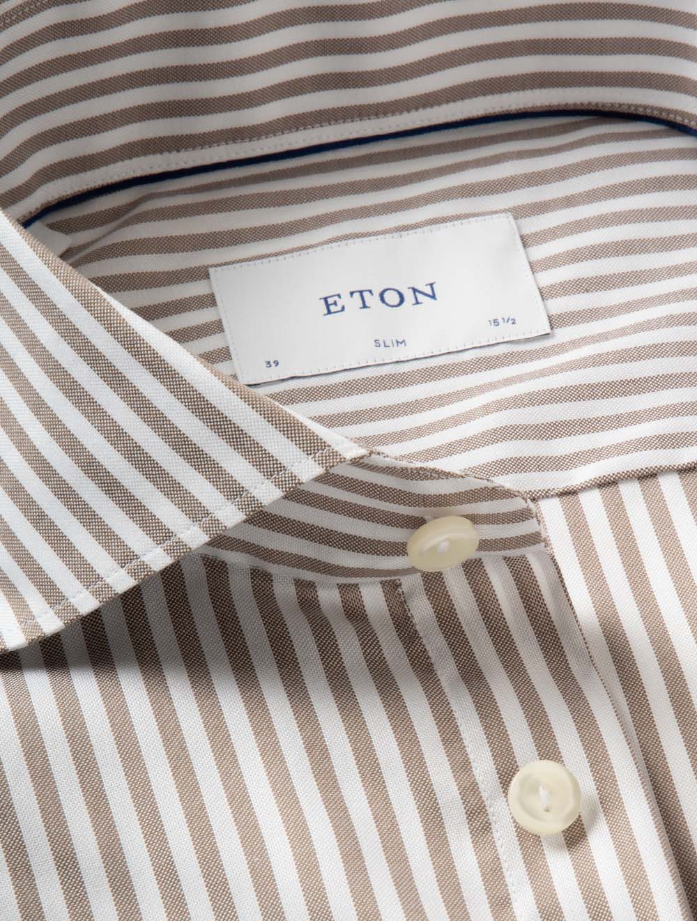 Slim Striped Oxford Shirt Brown