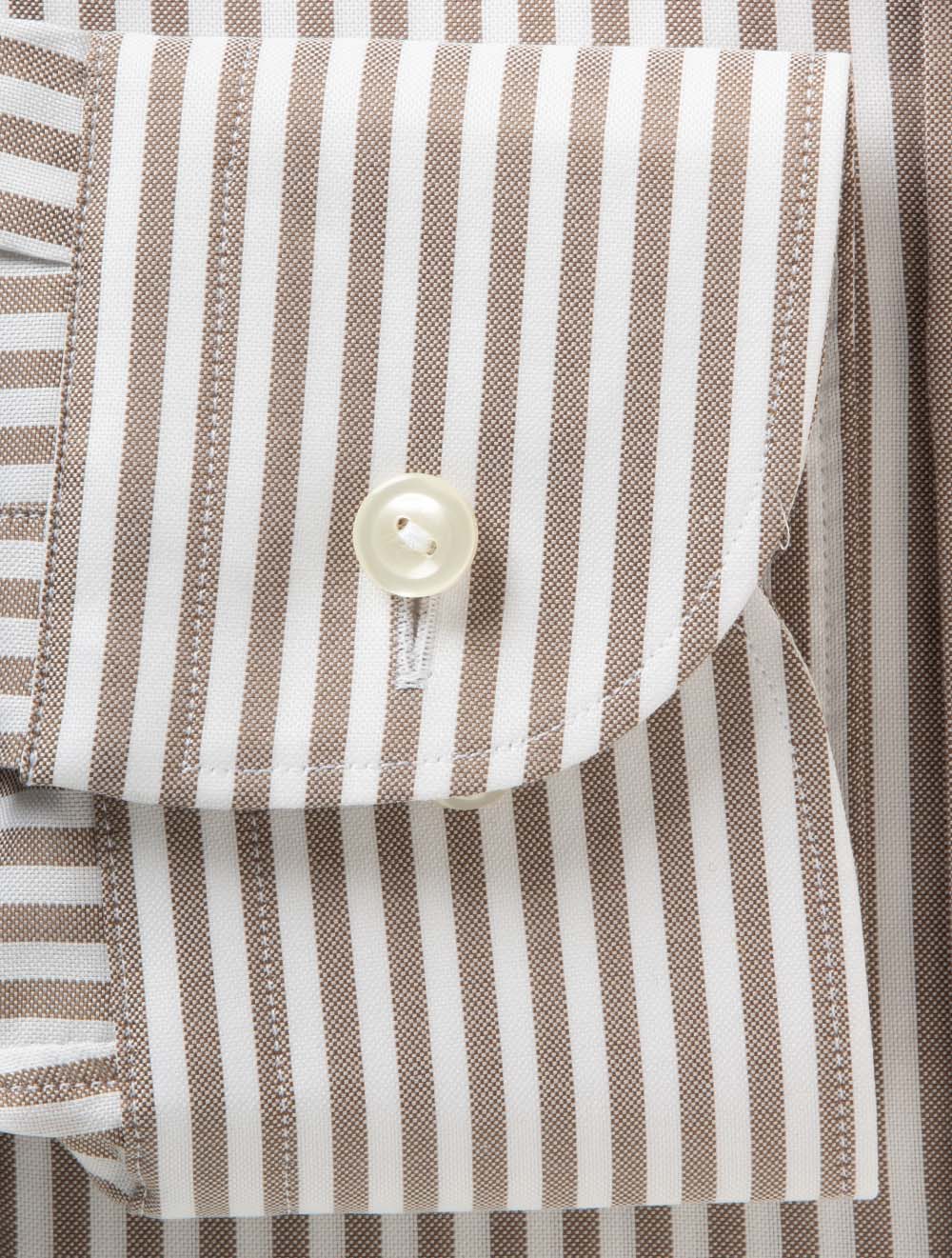 Slim Striped Oxford Shirt Brown