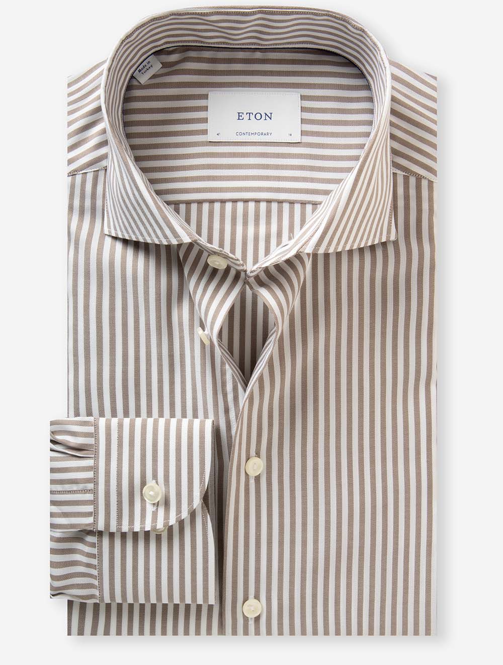 Contemporary Striped Oxford Shirt Brown