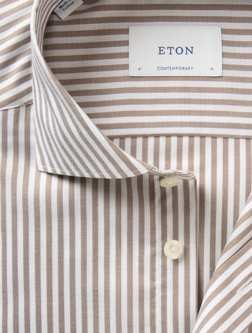 Contemporary Striped Oxford Shirt Brown