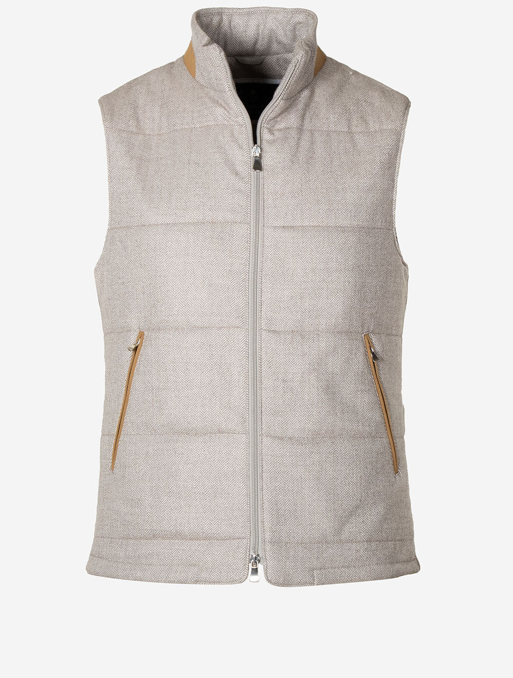 Suede Trim Vest Beige
