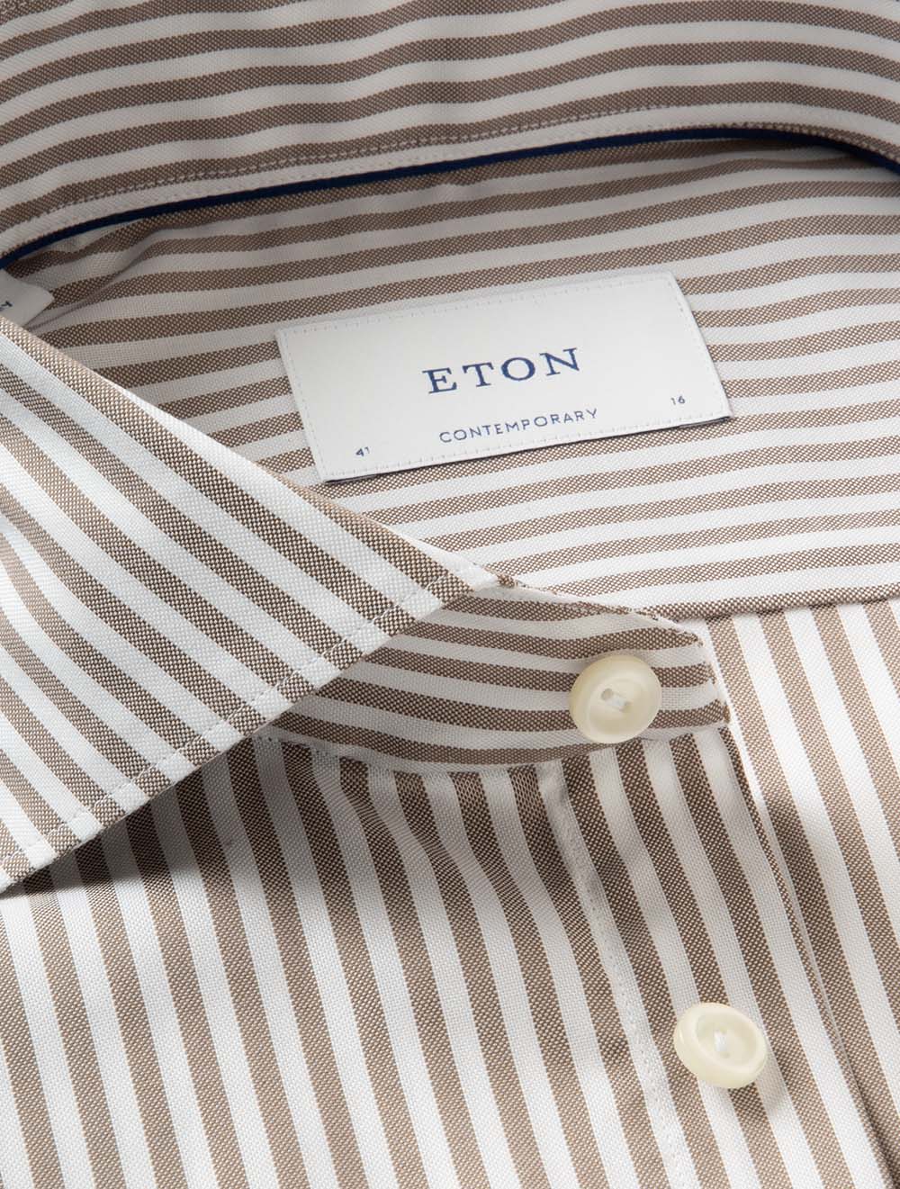 Contemporary Striped Oxford Shirt Brown
