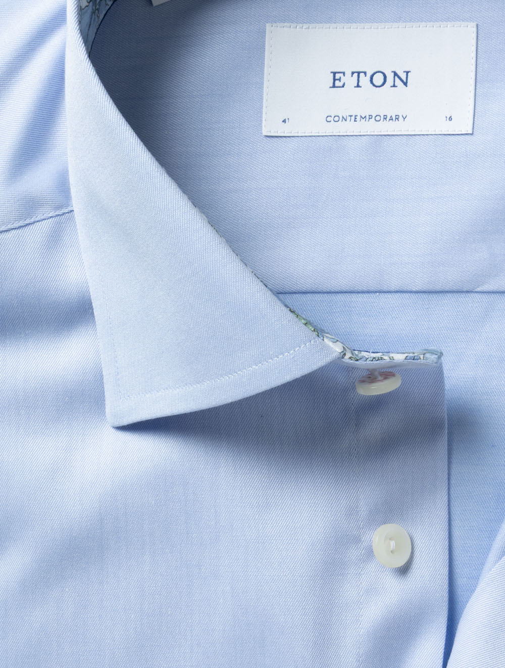 Contemporary Floral Inlay Twill Shirt Blue