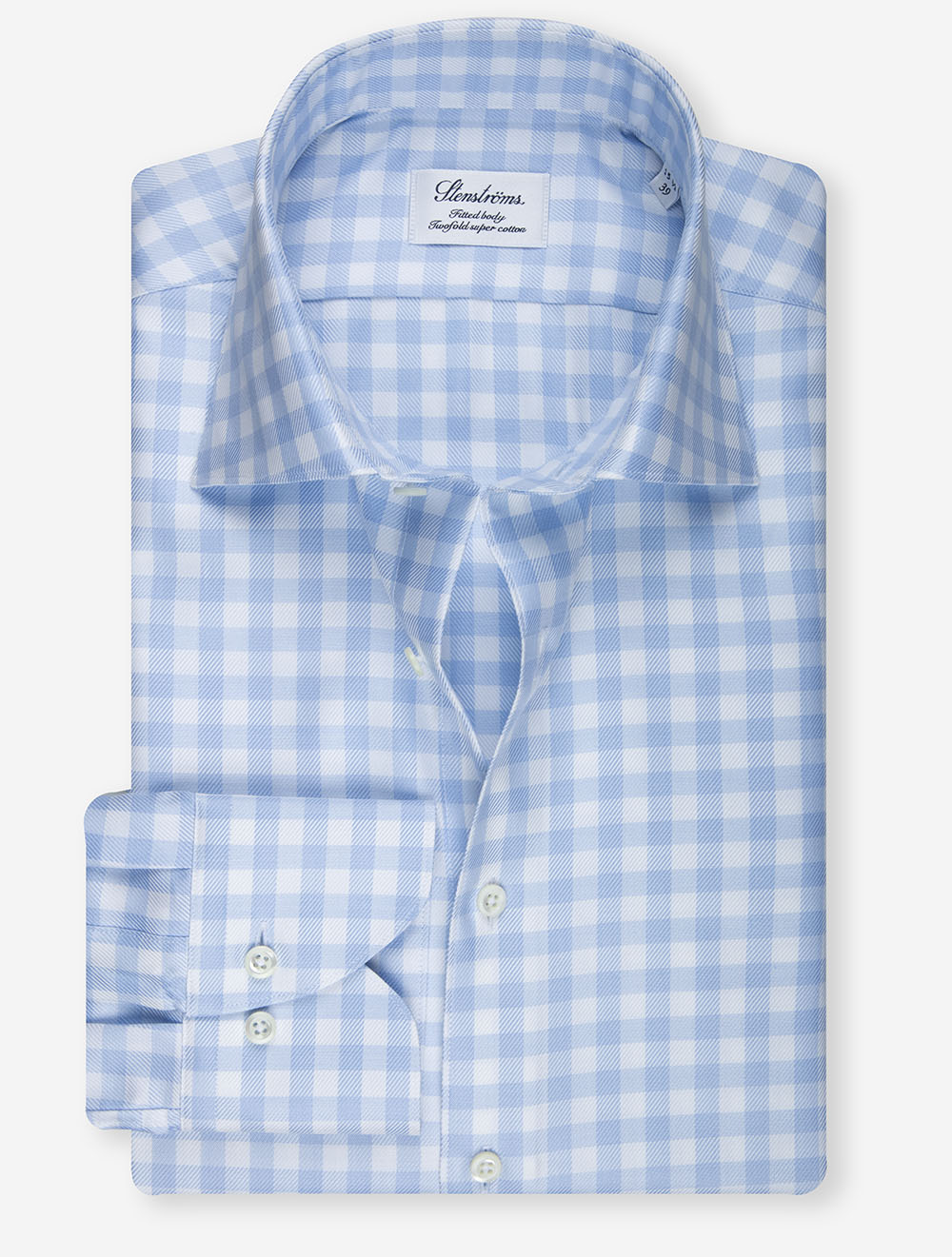 Fitted Check Twill Shirt Blue