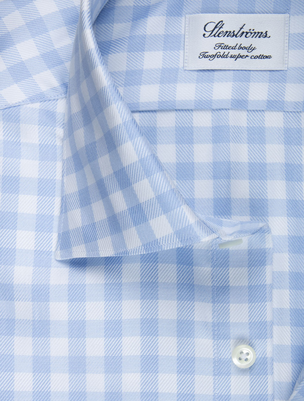 Fitted Check Twill Shirt Blue