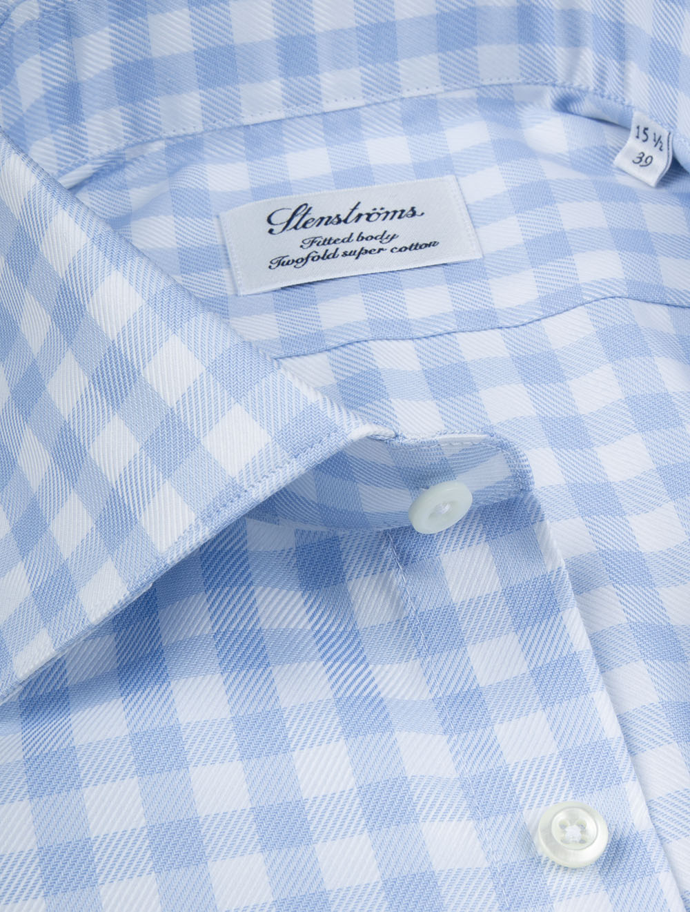 Fitted Check Twill Shirt Blue