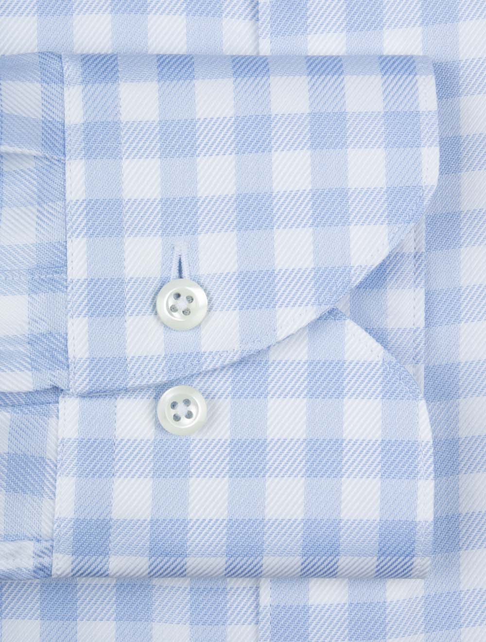 Fitted Check Twill Shirt Blue