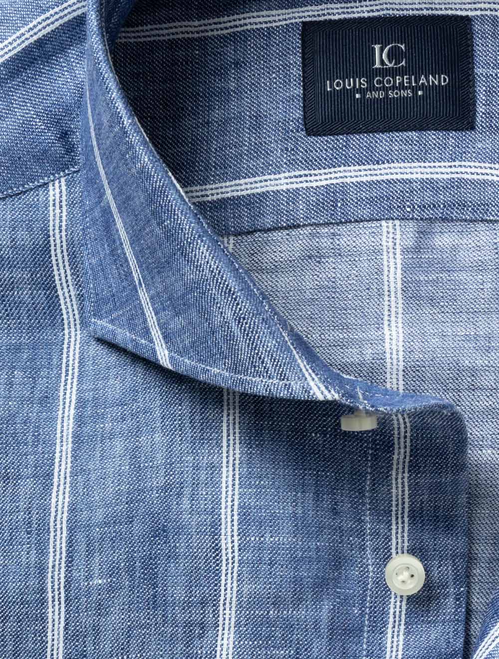 Barstripe Linen Texture Shirt Blue