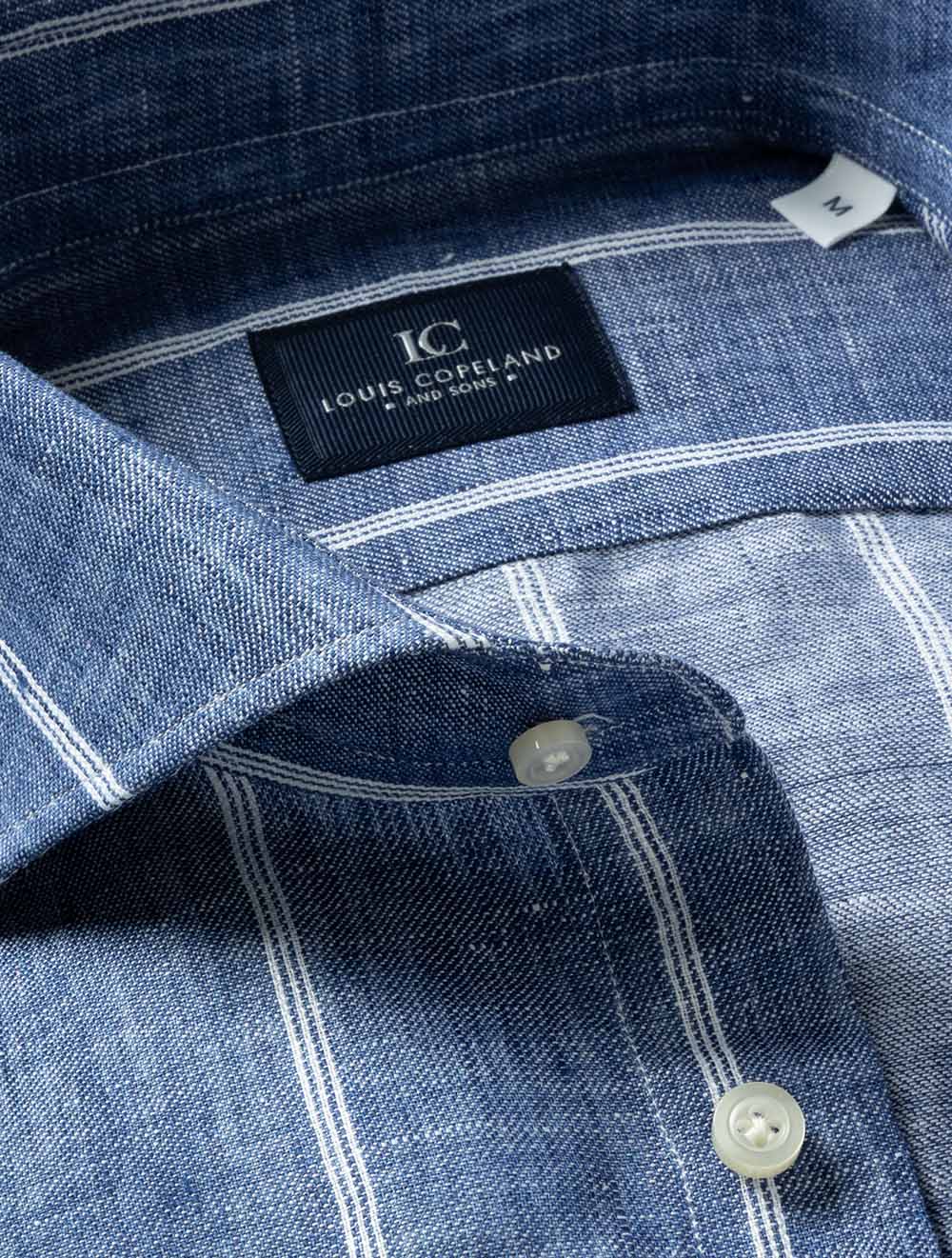 Barstripe Linen Texture Shirt Blue