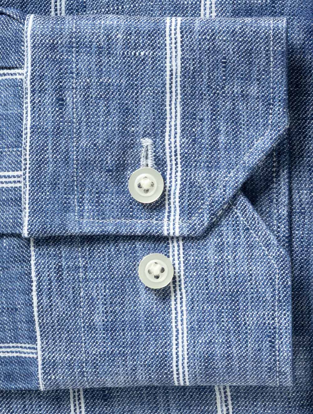 Barstripe Linen Texture Shirt Blue