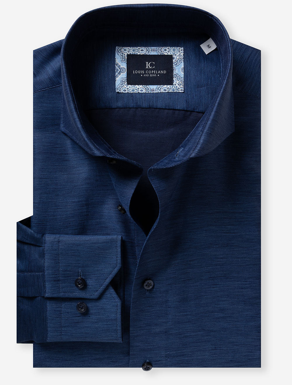 Cotton Linen Plain Shirt Navy