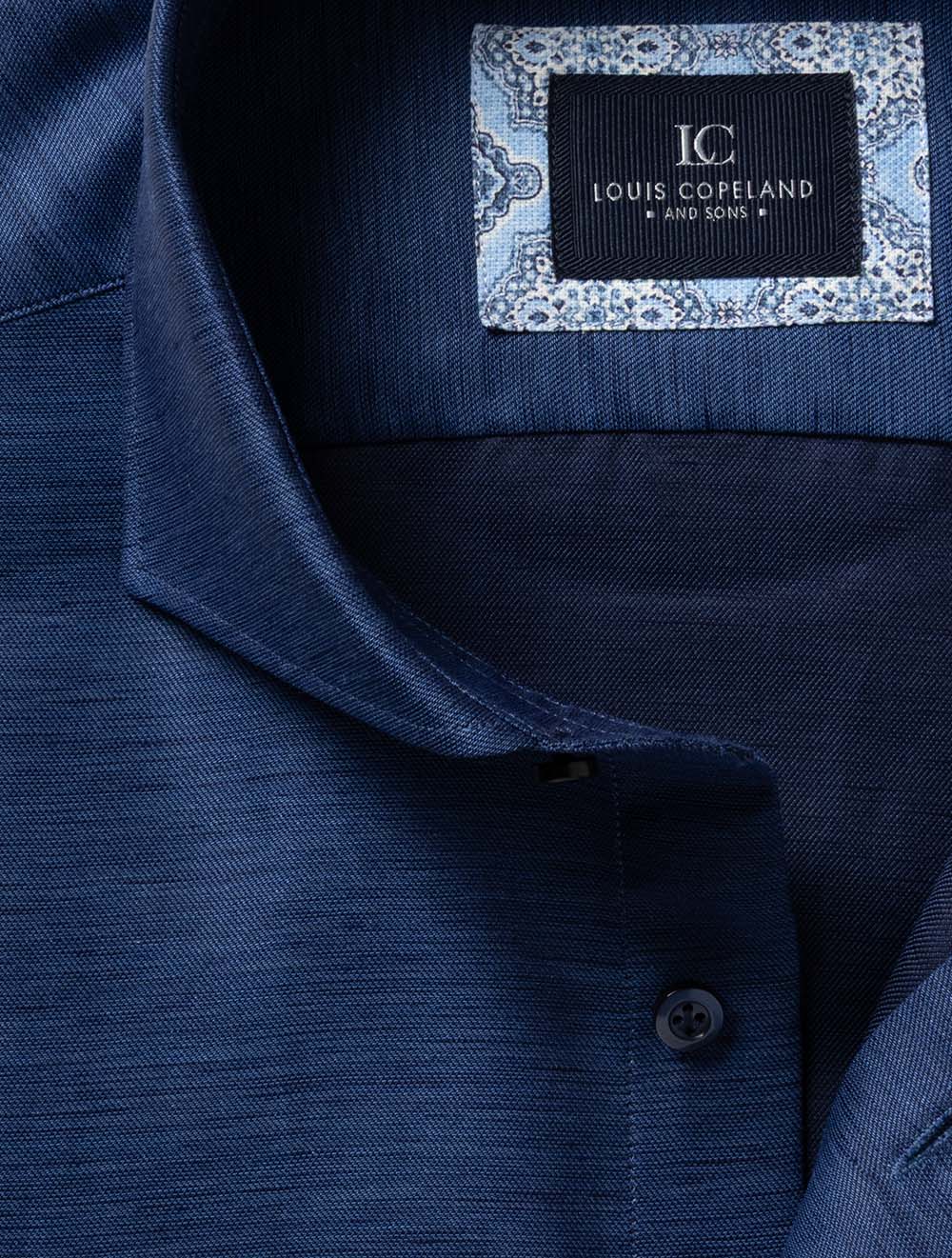 Cotton Linen Plain Shirt Navy