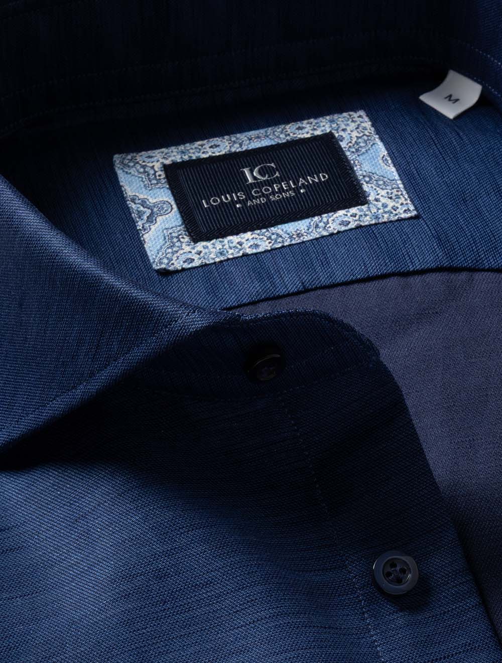 Cotton Linen Plain Shirt Navy