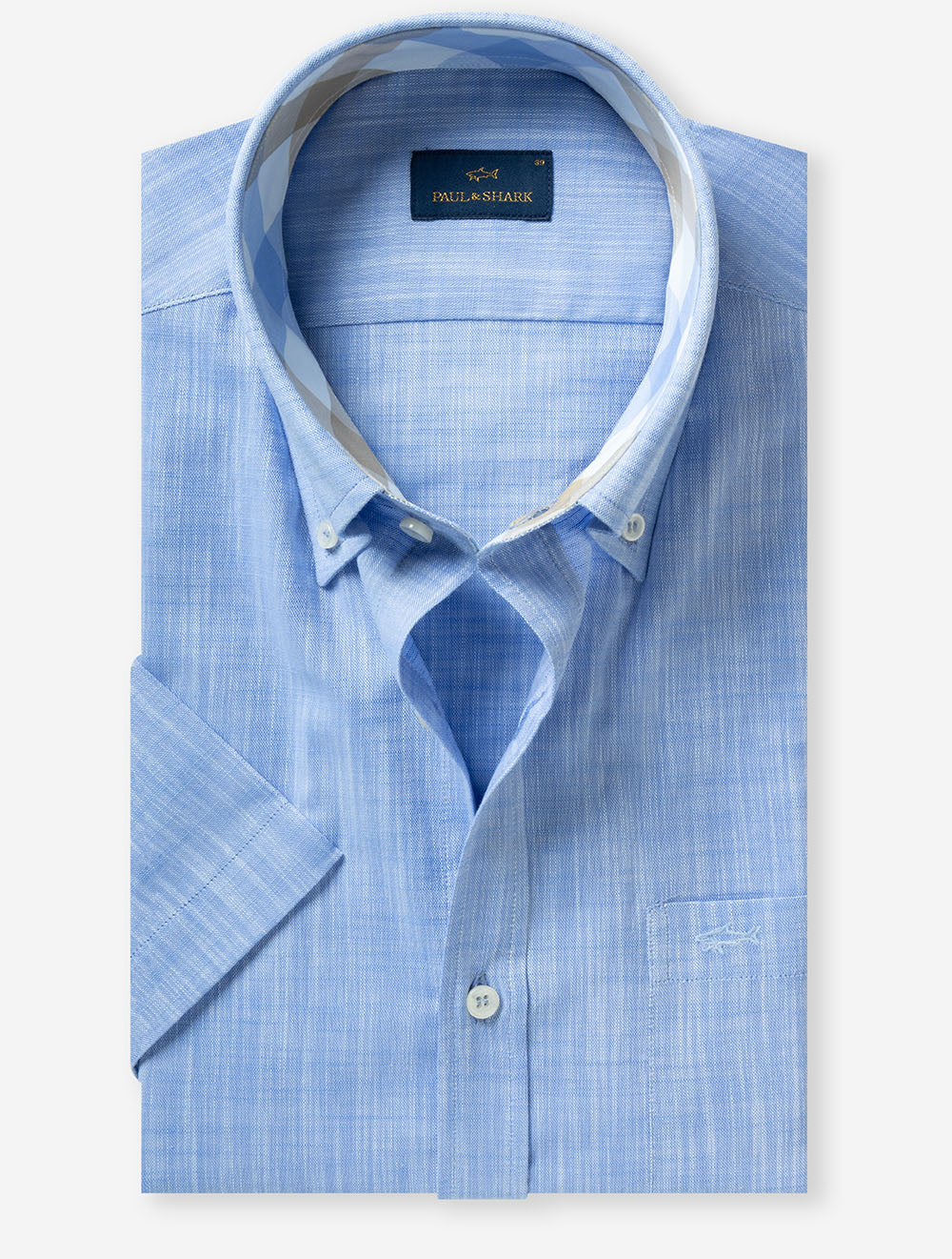Casual Button-Down Short Sleeve Shirt Blue