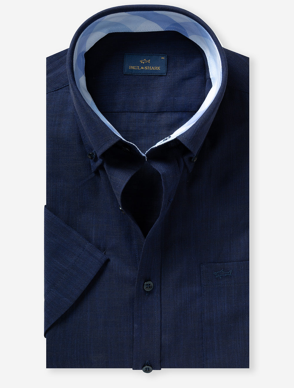 Casual Button-Down Short Sleeve Shirt Navy