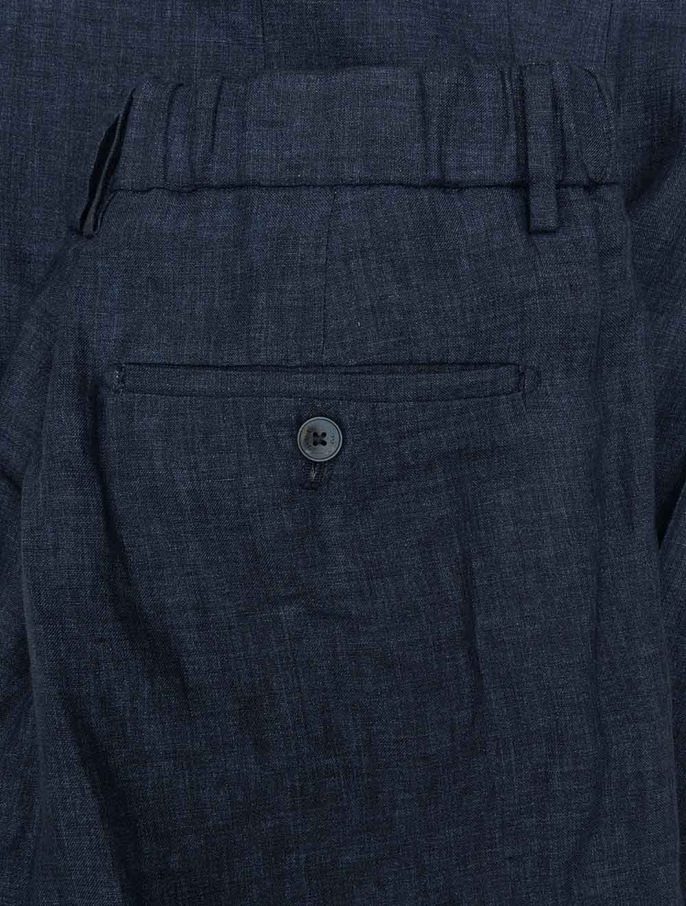 Linen Drawstring Trouser Blue