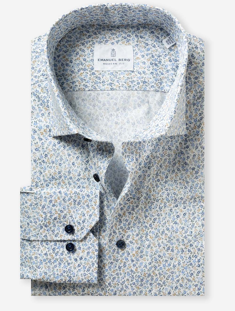 Modern Fit Floral Pattern Shirt White