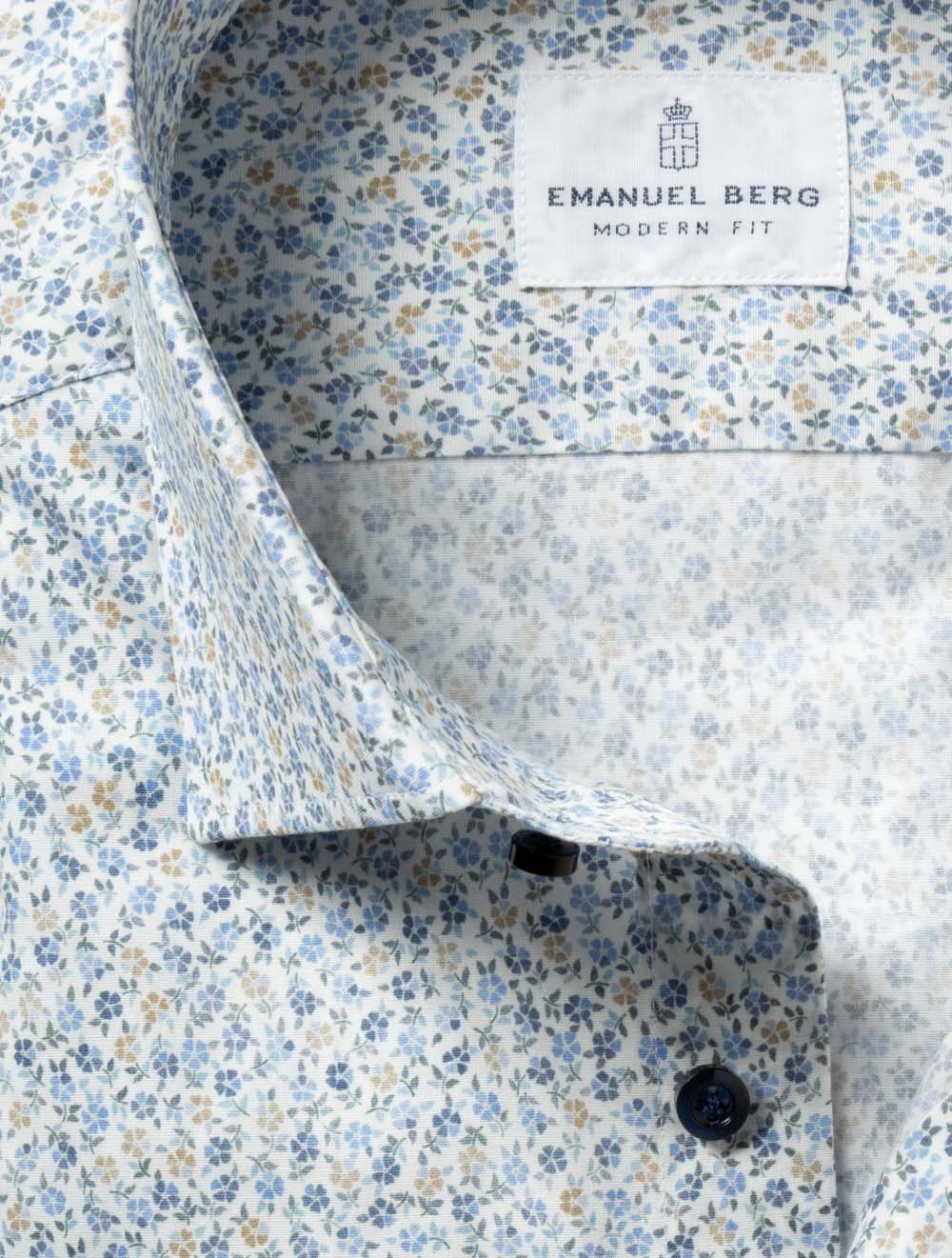 Modern Fit Floral Pattern Shirt White