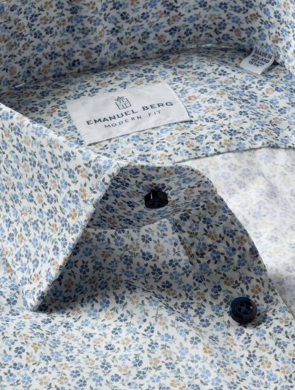 Modern Fit Floral Pattern Shirt White