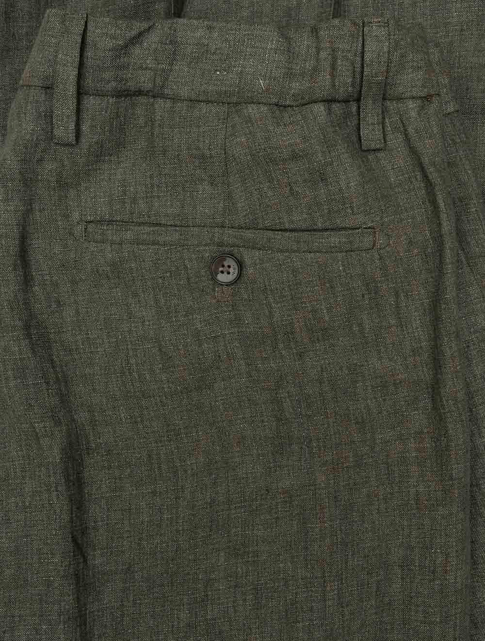 Linen Drawstring Trouser Green