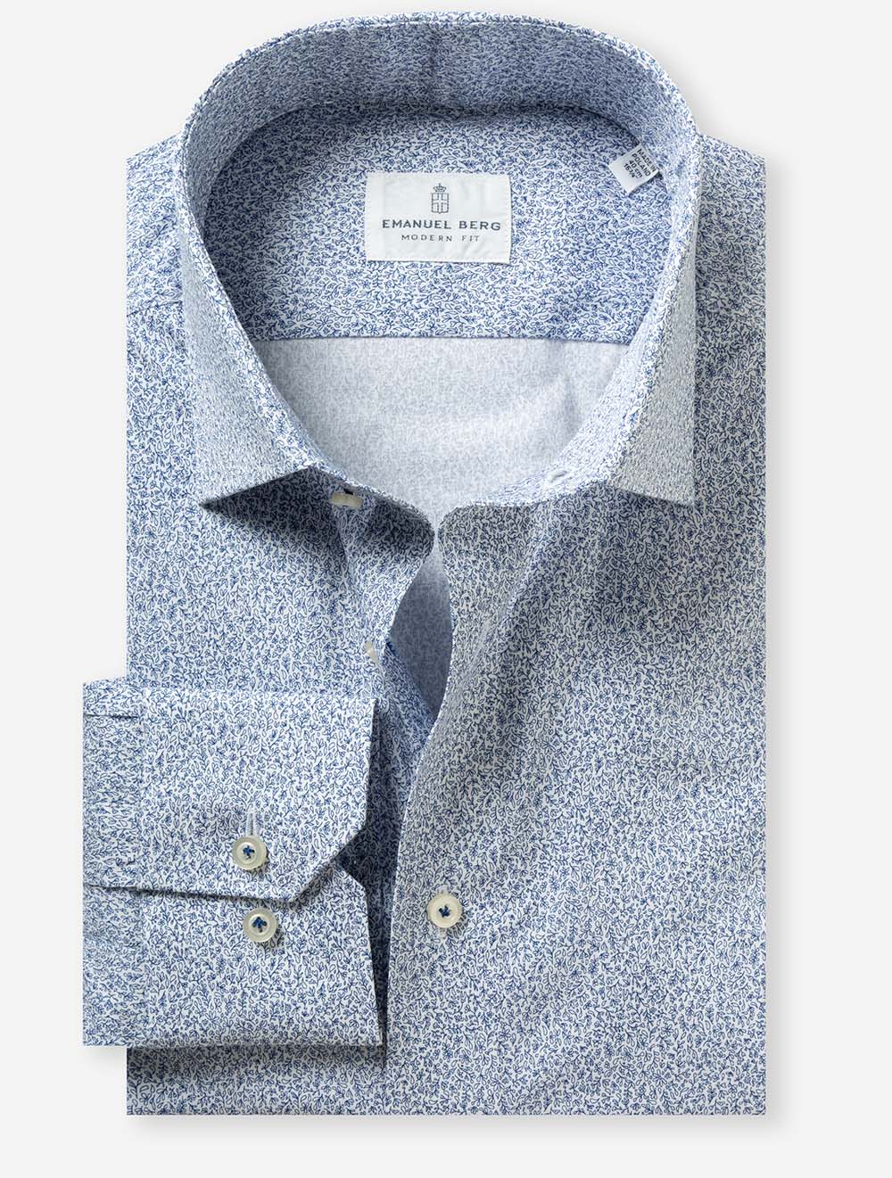 Modern Fit Blue Floral Shirt White