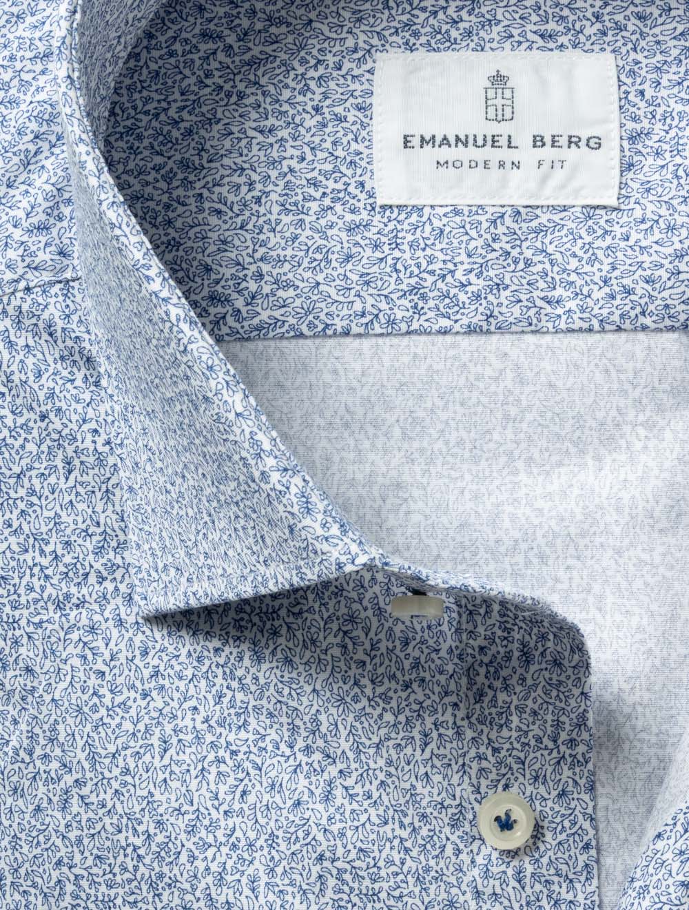 Modern Fit Blue Floral Shirt White