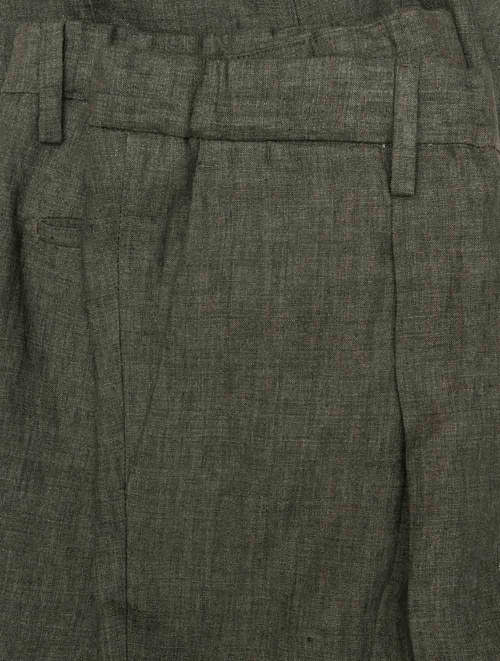 Linen Drawstring Trouser Green