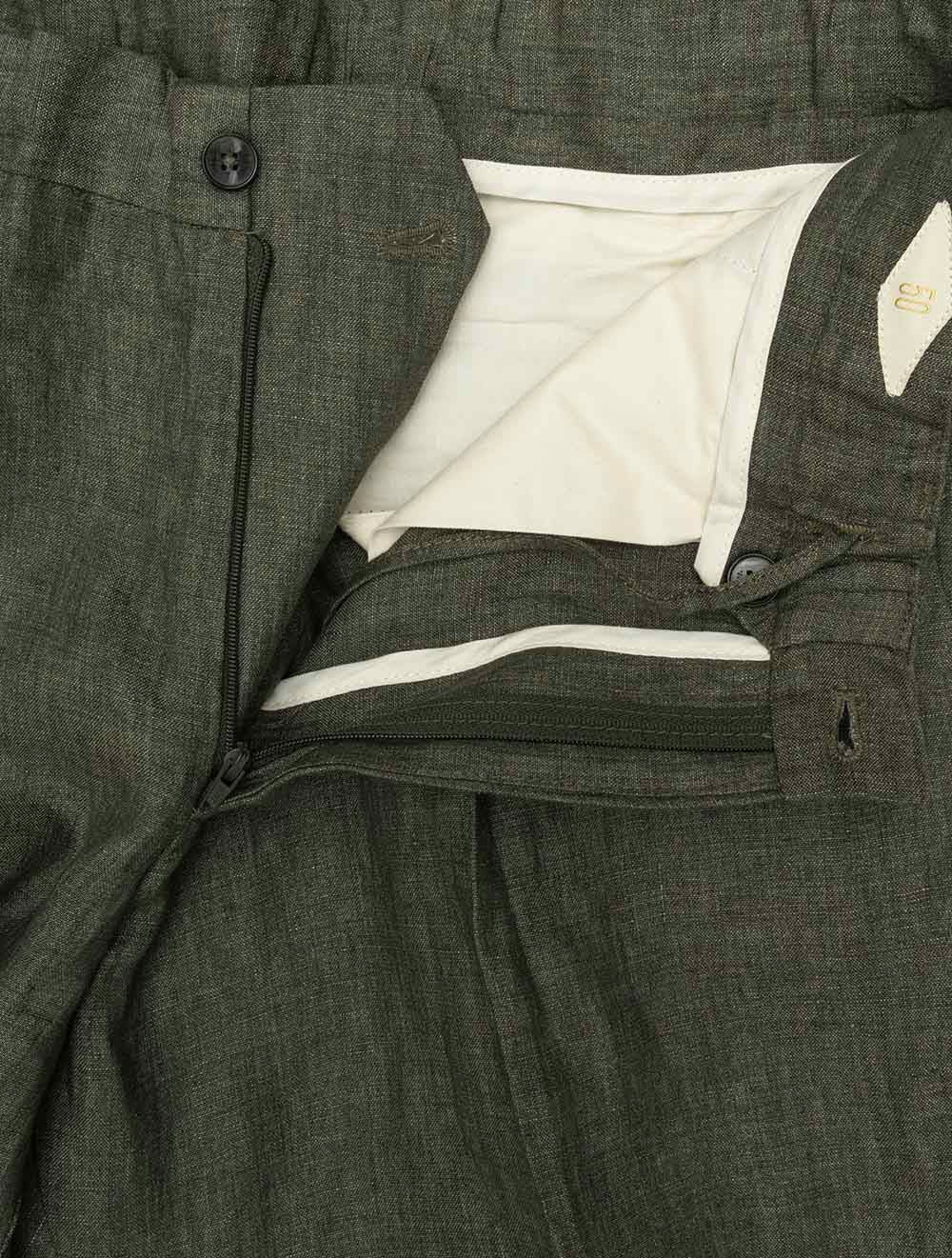 Linen Drawstring Trouser Green