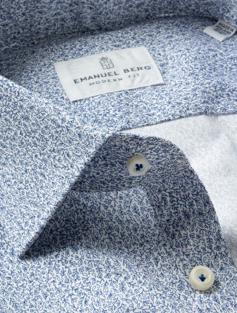 Modern Fit Blue Floral Shirt White