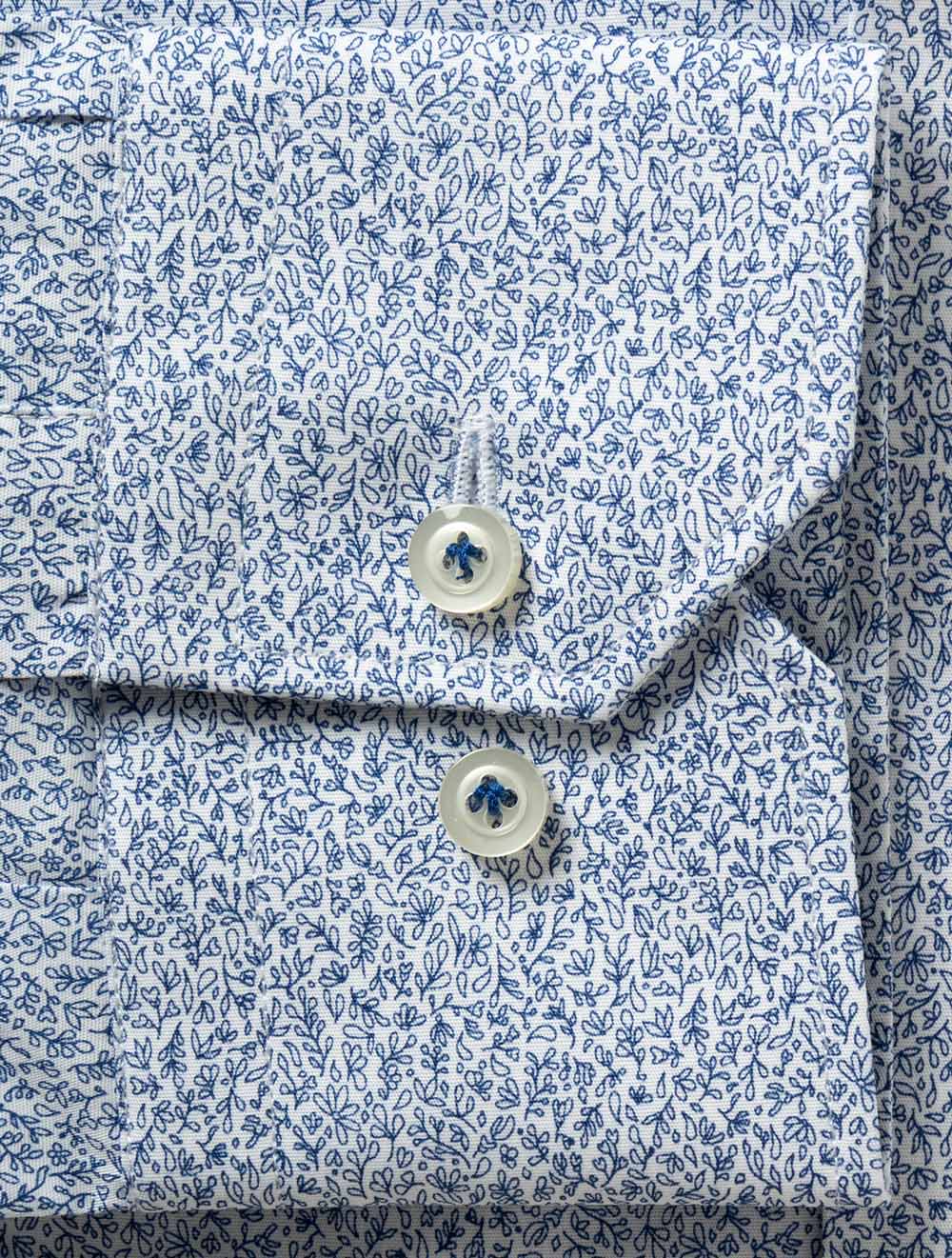 Modern Fit Blue Floral Shirt White