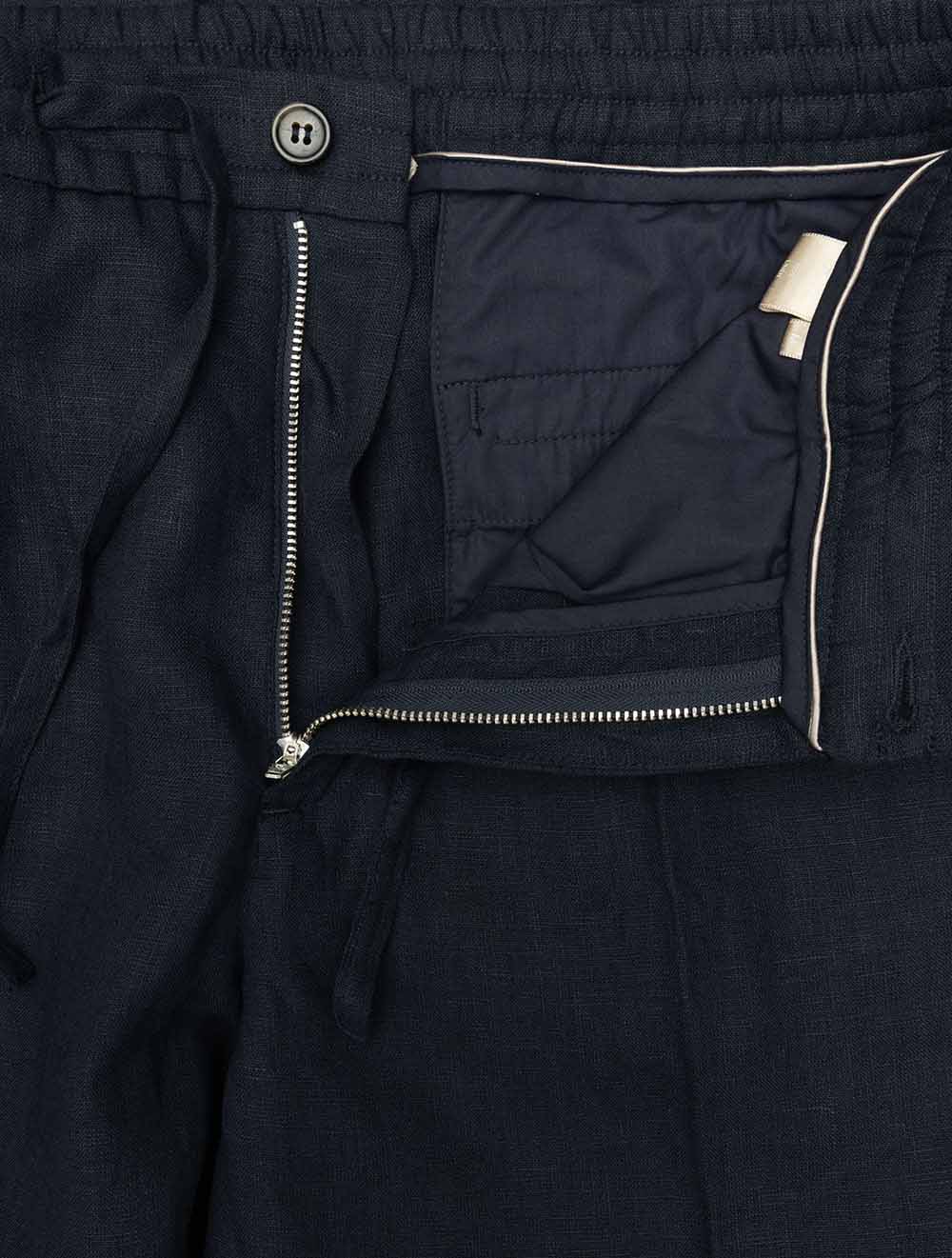 Casual Linen Trousers Navy