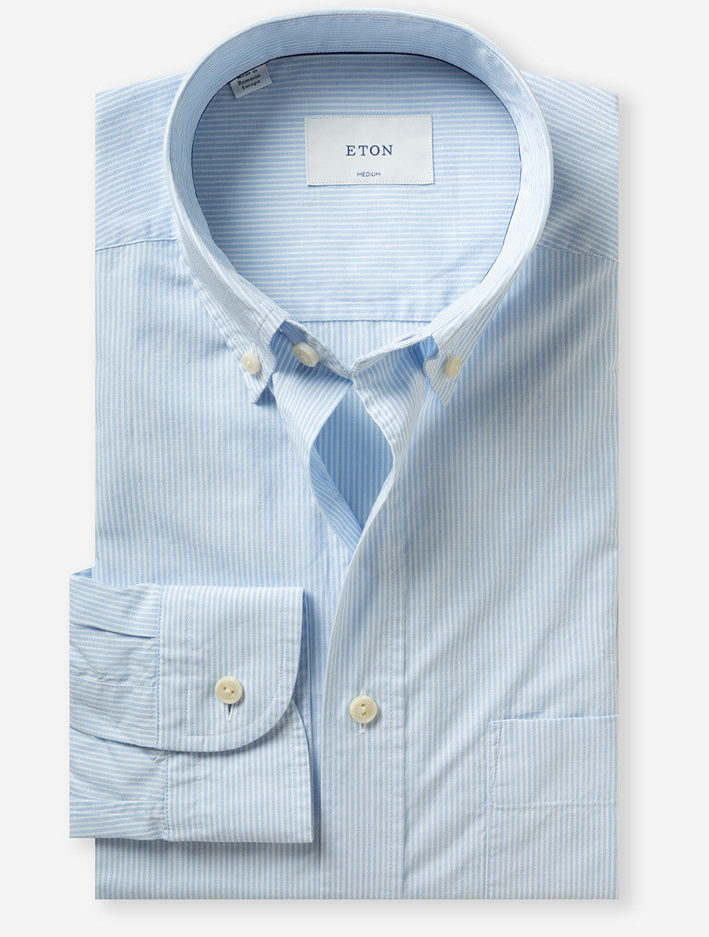 Casual Button-Down Striped Shirt Blue