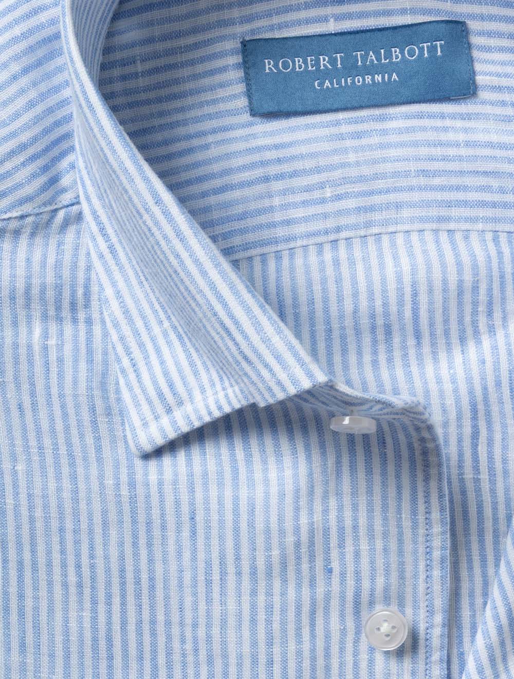 Morgan Stripe Linen Shirt Blue