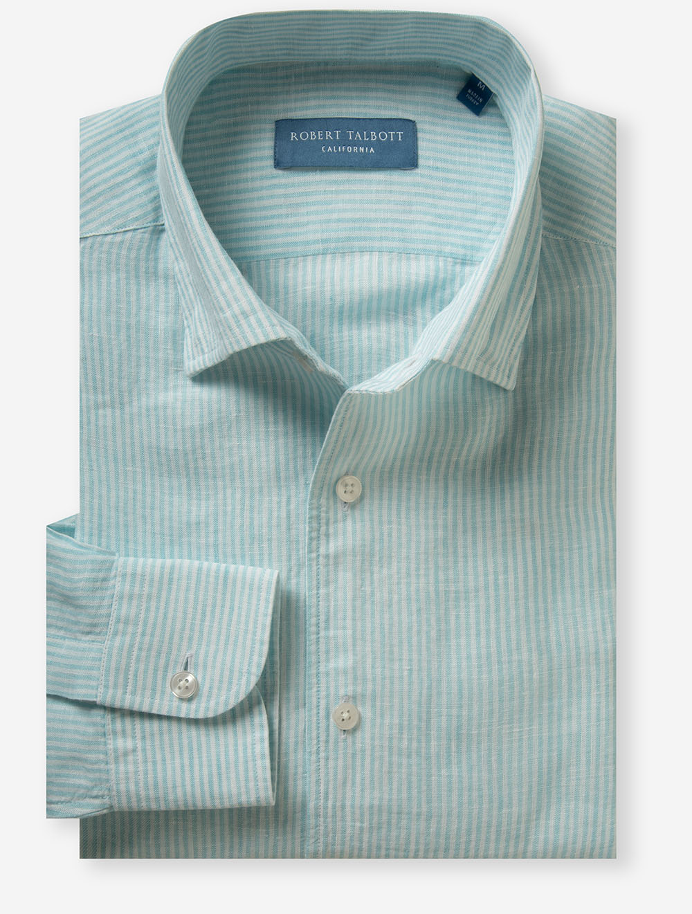 Morgan Stripe Linen Shirt Aqua