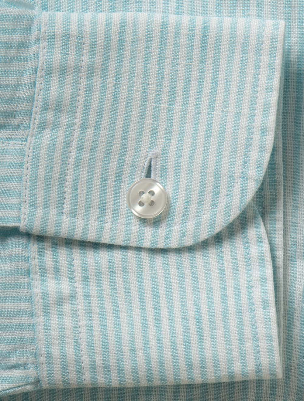 Morgan Stripe Linen Shirt Aqua